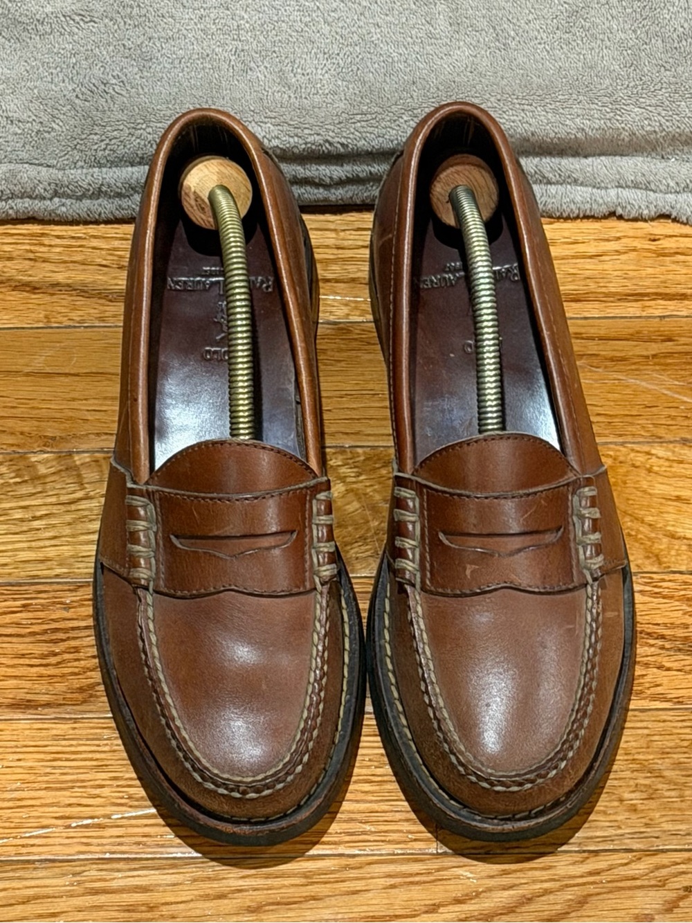 Vintage POLO Ralph Lauren Men’s 8.5 D Brown Penny Loafers Leather Preppy Casual